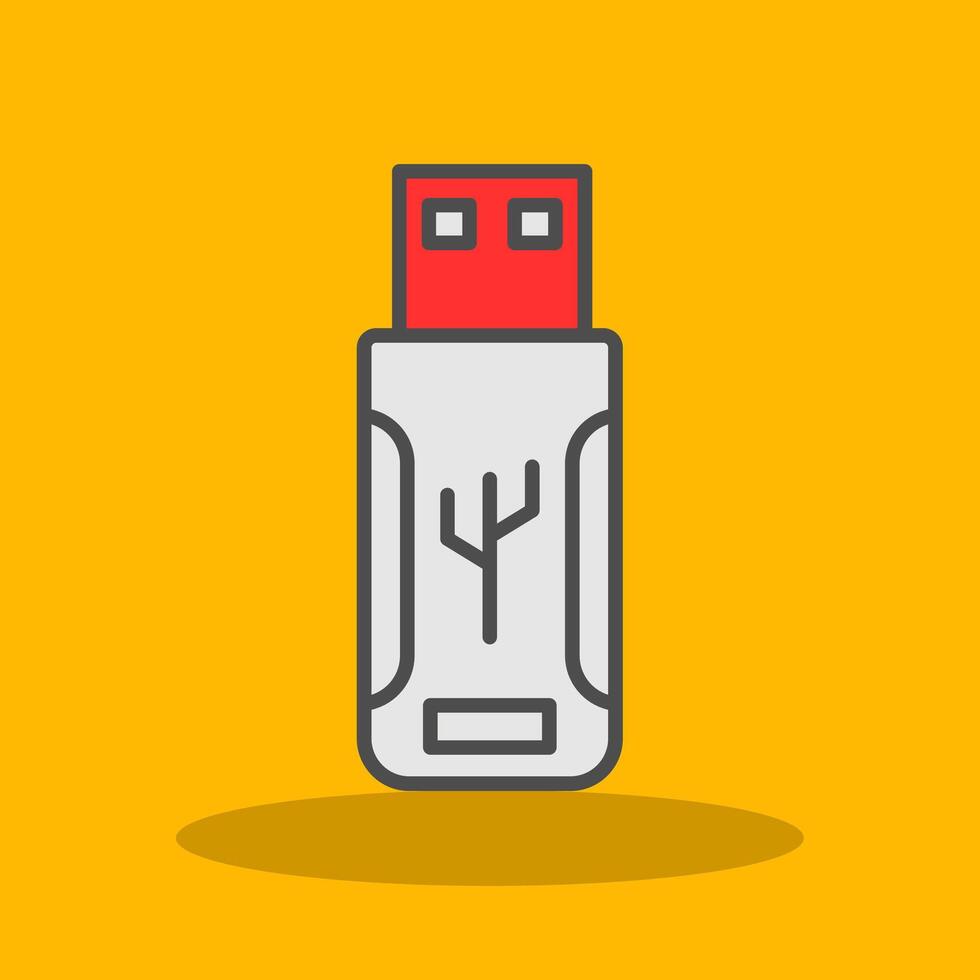 Flash Drive Filled Shadow Icon vector