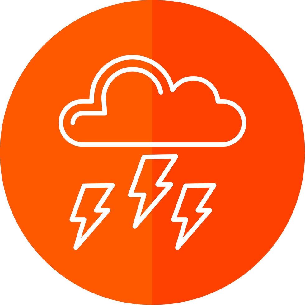 Lightning Line Red Circle Icon vector