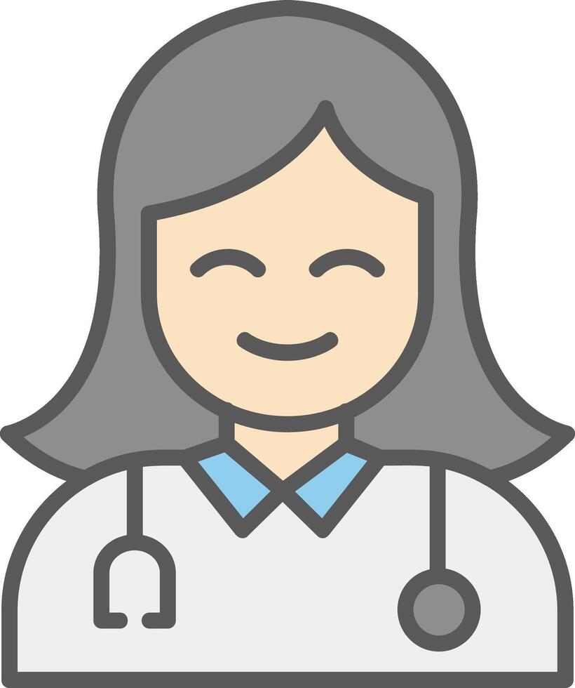 Female Doctor Line Filled Light Icon vector