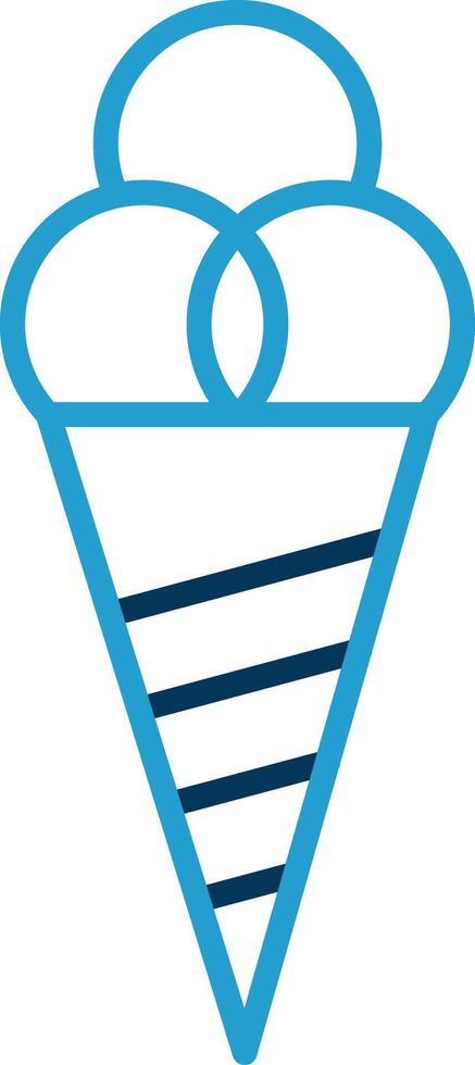 Ice Cream Cone Line Blue Two Color Icon vector