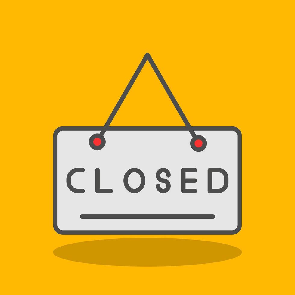 Closed Sign Filled Shadow Icon vector