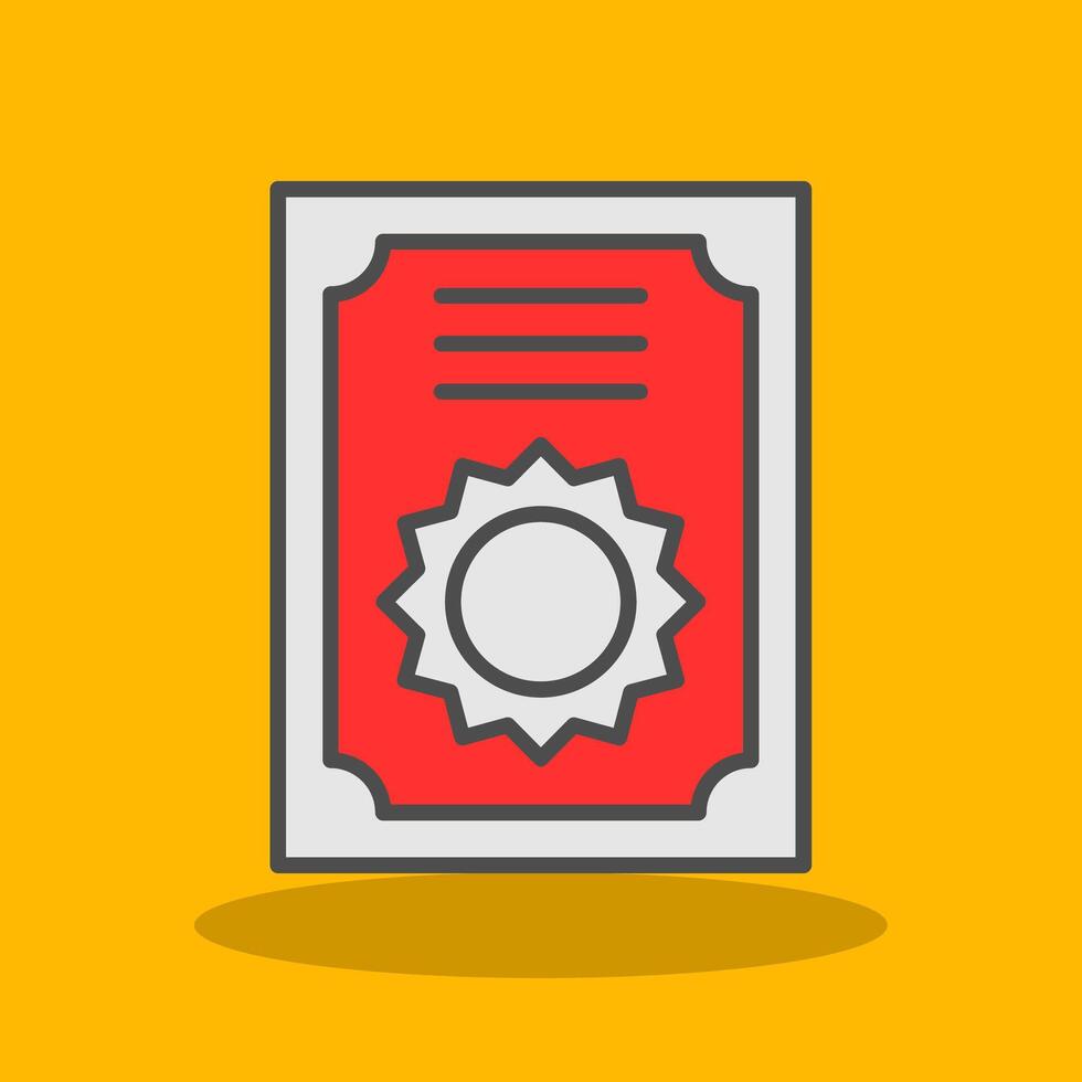Certificate Filled Shadow Icon vector