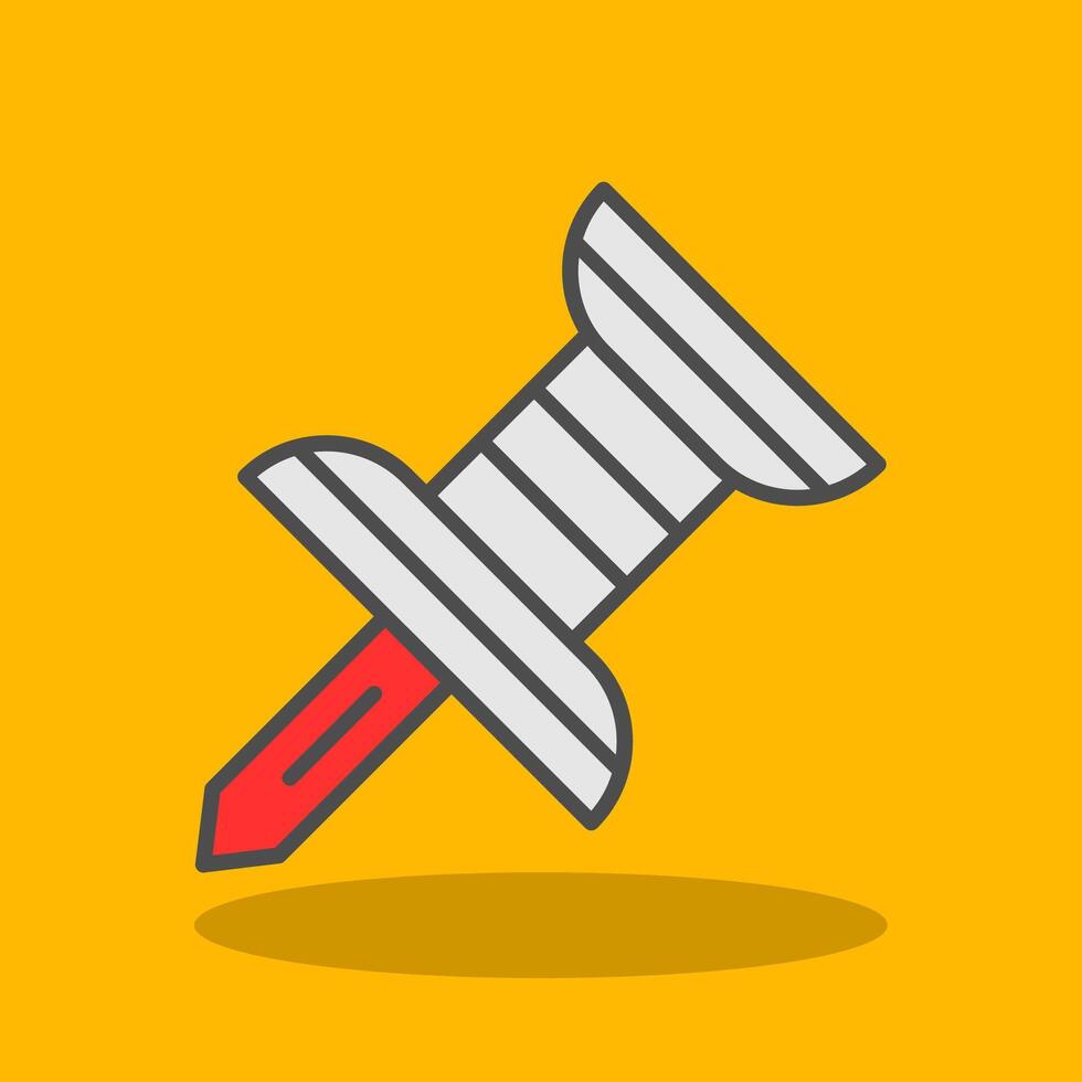 Push Pin Filled Shadow Icon vector