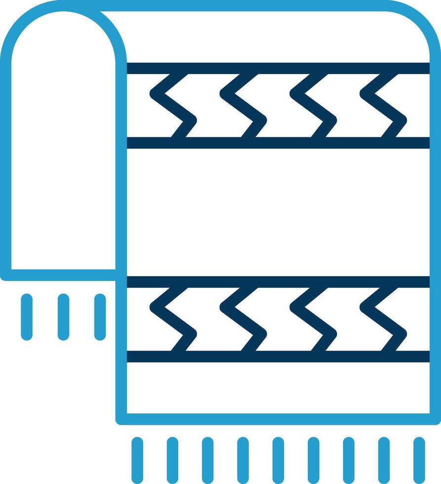 Beach Towel Line Blue Two Color Icon vector