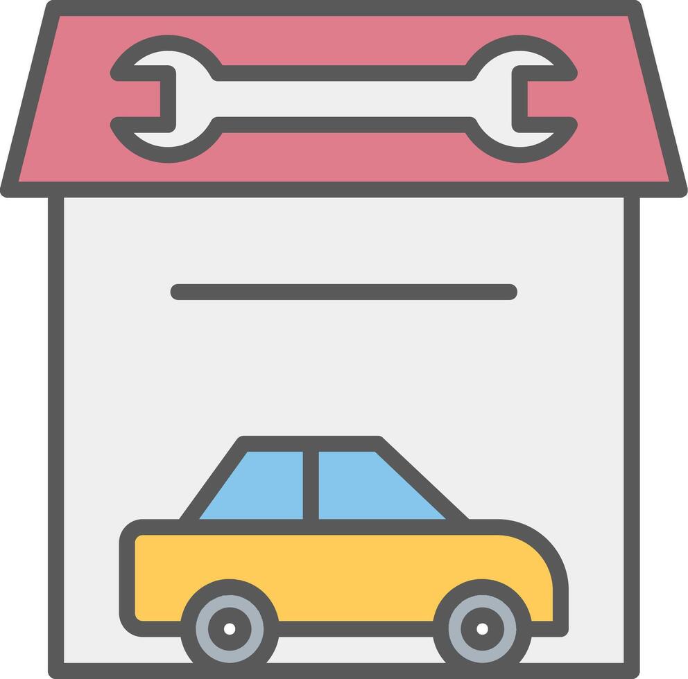 Garage Line Filled Light Icon vector