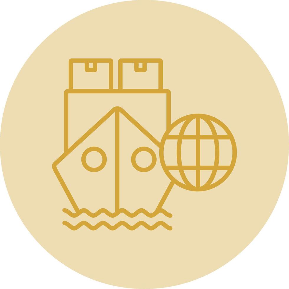 internacional entrega línea amarillo circulo icono vector