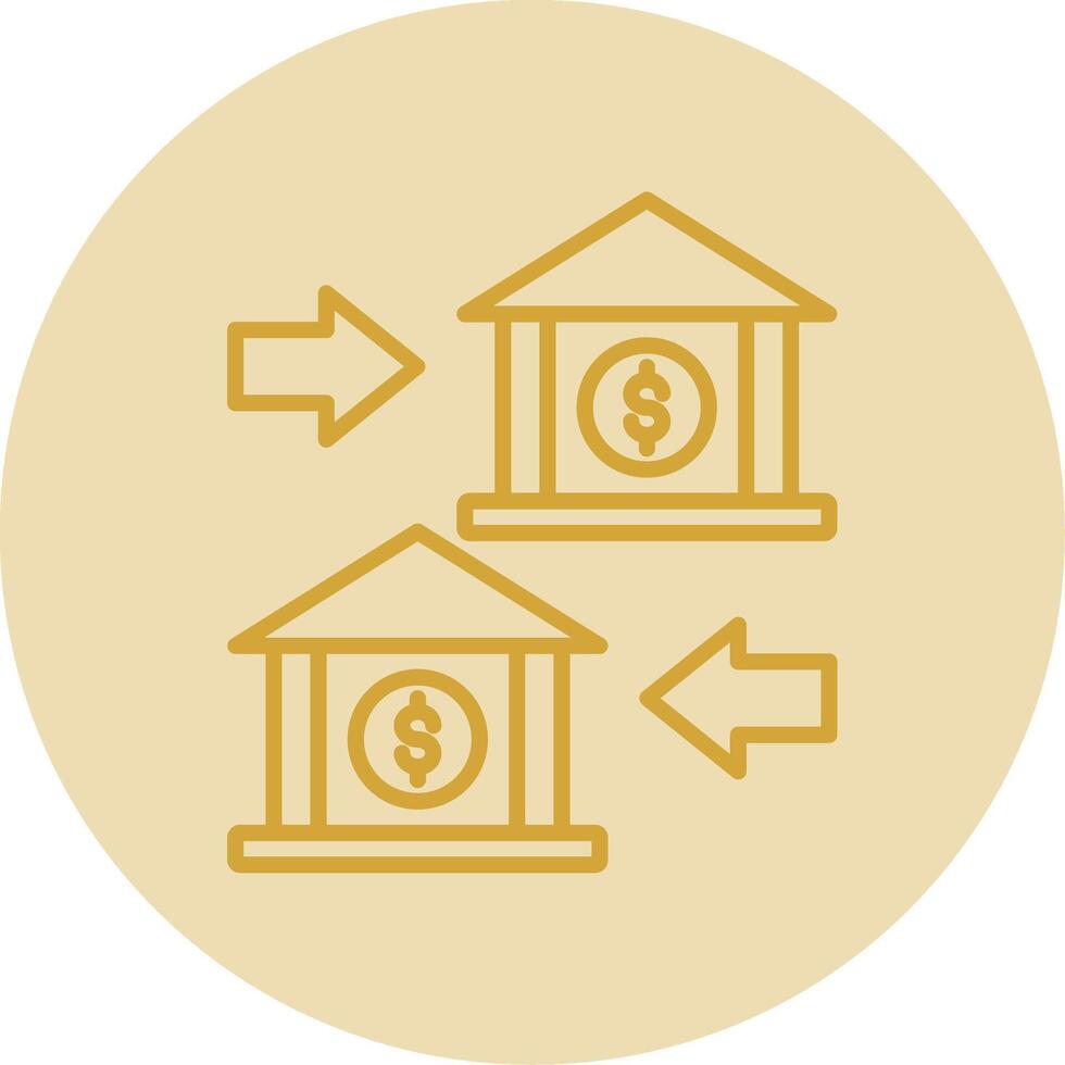 Bank to Bank Line Yellow Circle Icon vector