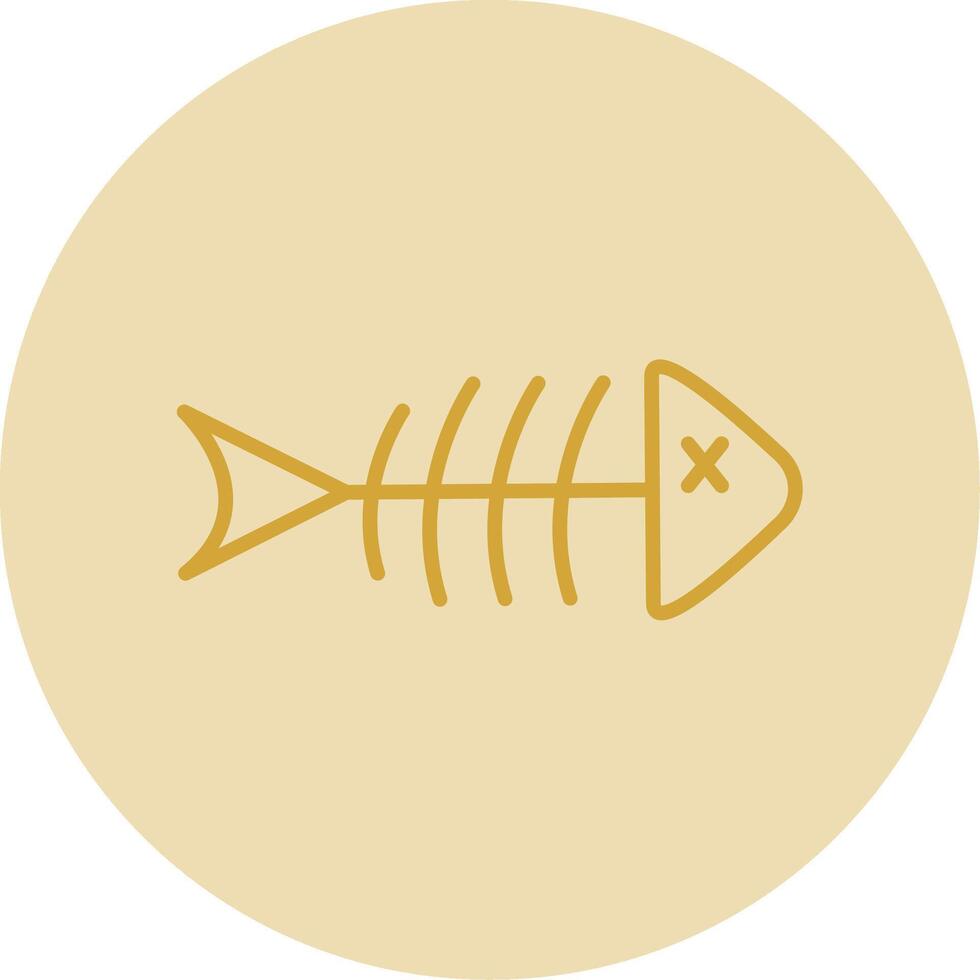 Fish Skeleton Line Yellow Circle Icon vector