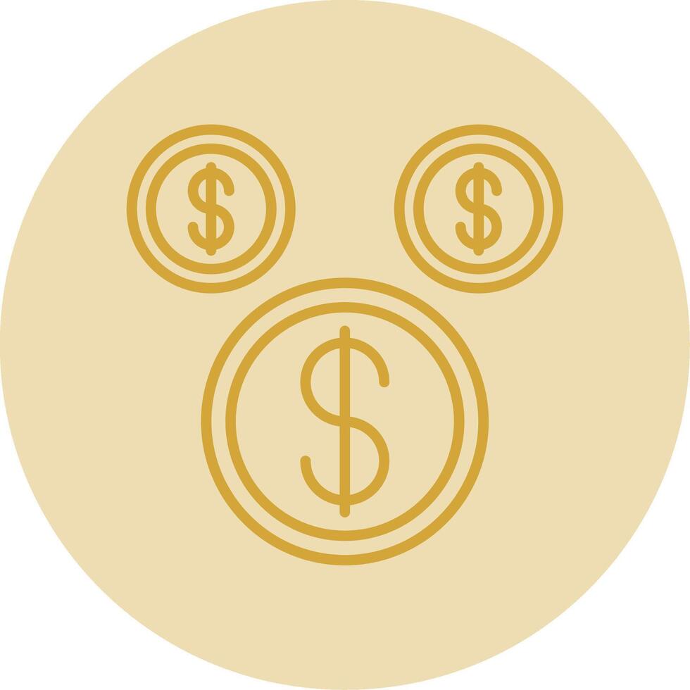 Coins Line Yellow Circle Icon vector