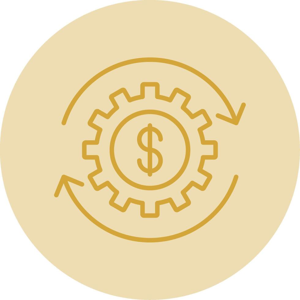 dinero trabajando línea amarillo circulo icono vector