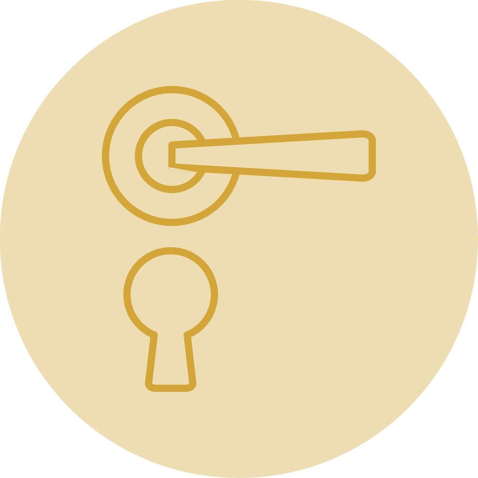 Door Handle Line Yellow Circle Icon vector