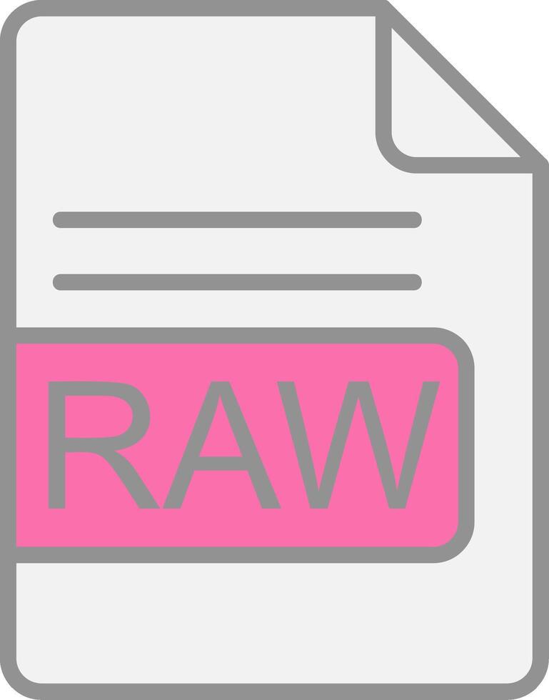 RAW File Format Line Filled Light Icon vector