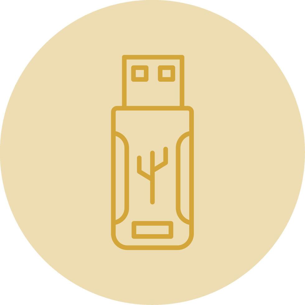 Flash Drive Line Yellow Circle Icon vector