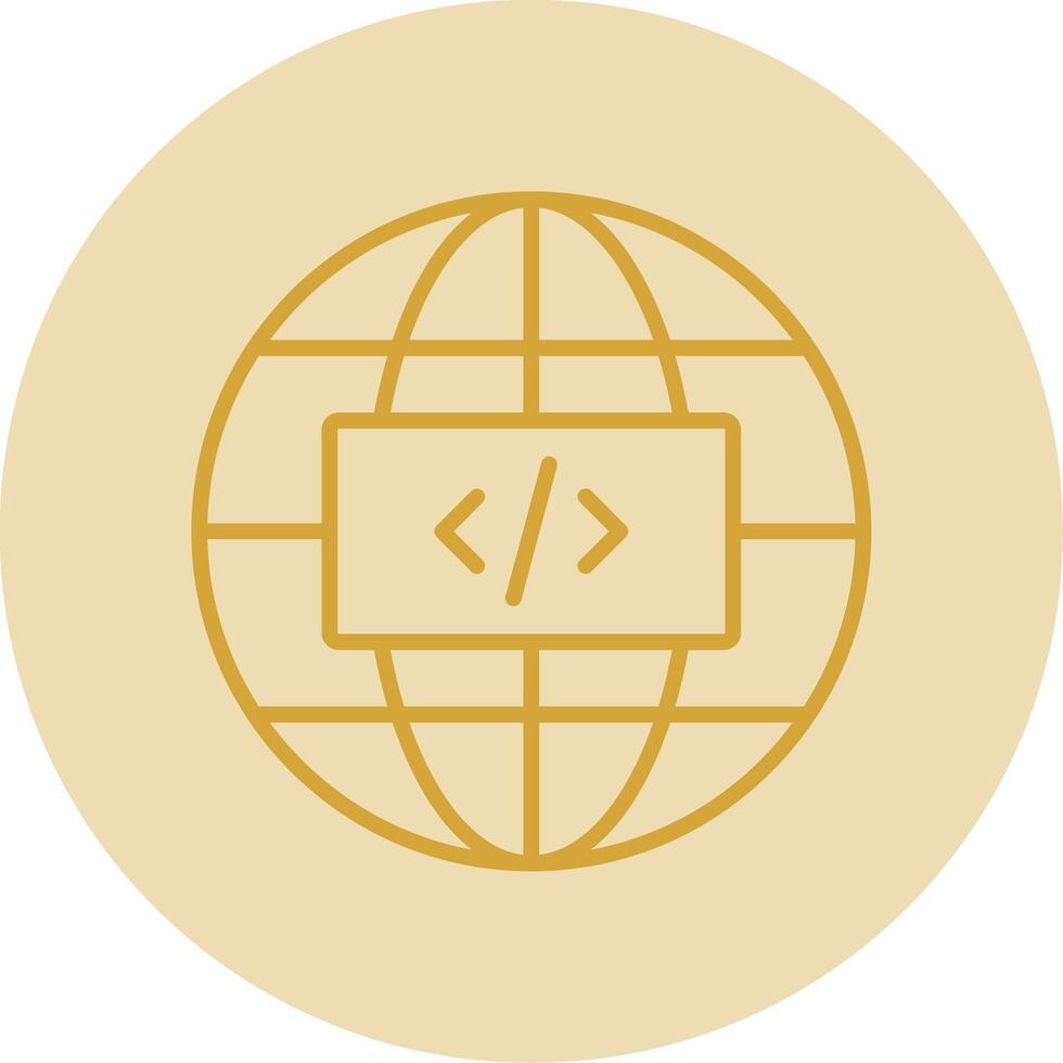Earth Globe Line Yellow Circle Icon vector