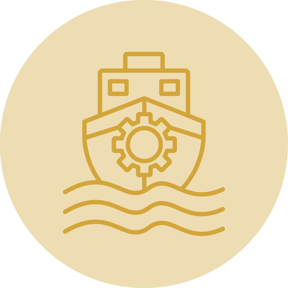 Boat Line Yellow Circle Icon vector