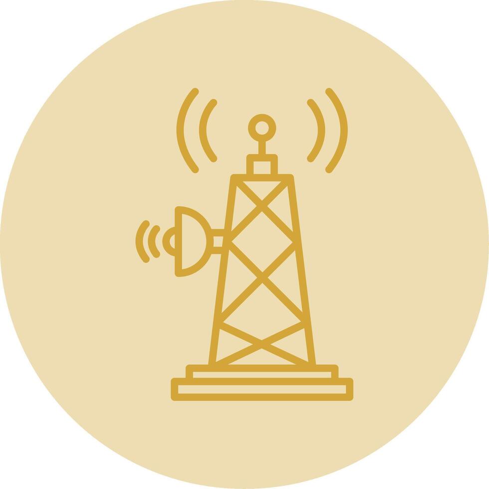 Signal Tower Line Yellow Circle Icon vector