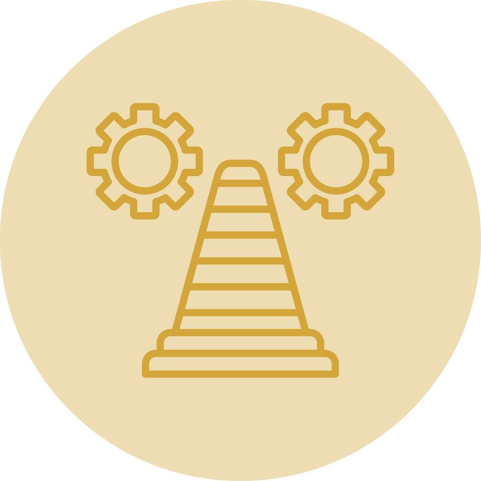 Traffic Cone Line Yellow Circle Icon vector