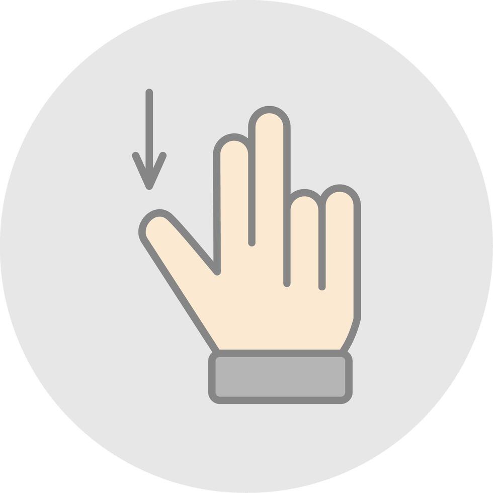 Two Fingers Drag Down Line Filled Light Icon vector