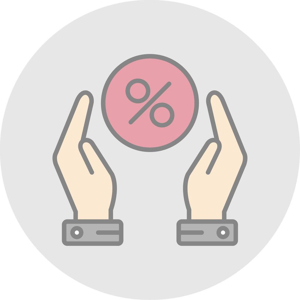 Hand Take And Percent Line Filled Light Icon vector