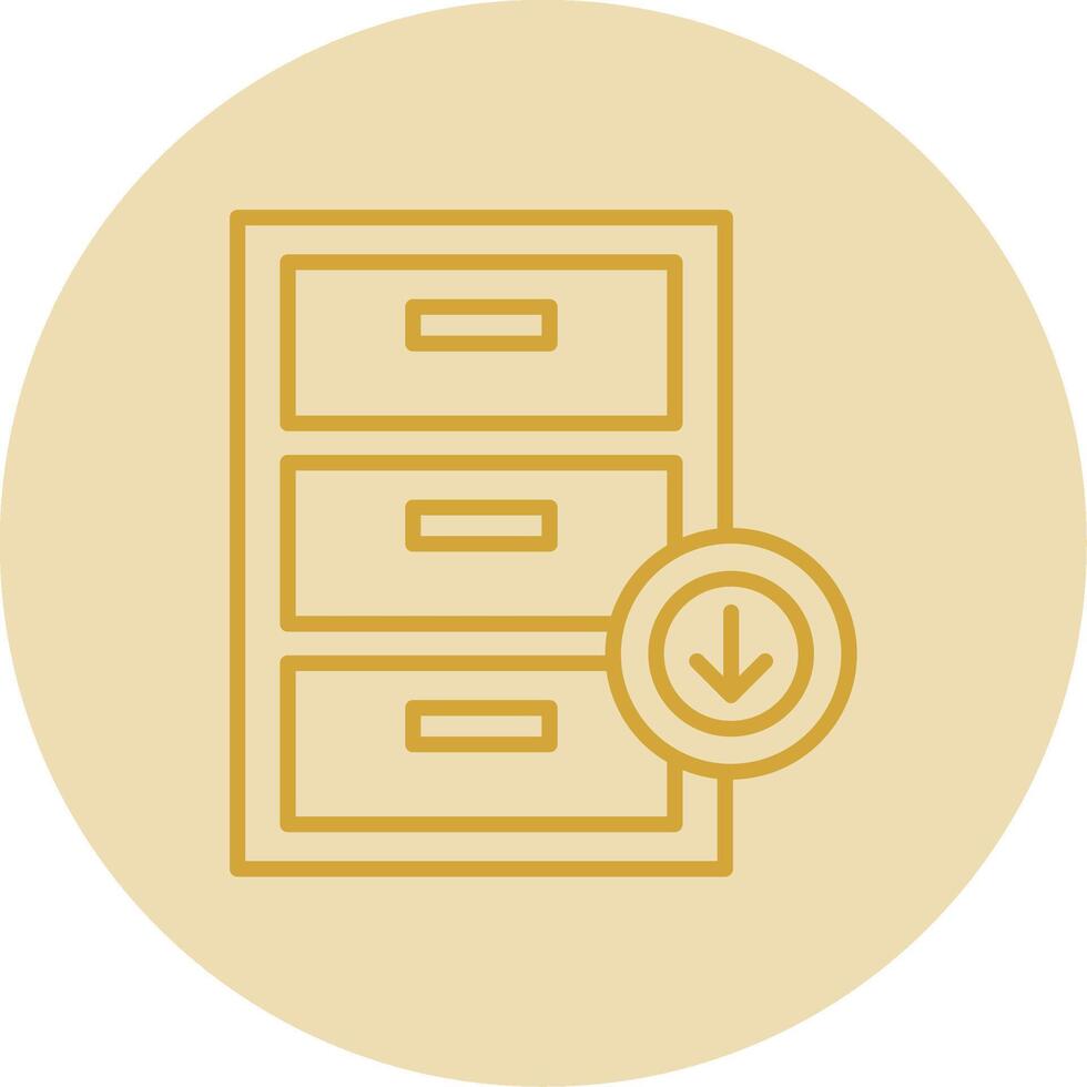 Inbox Line Yellow Circle Icon vector