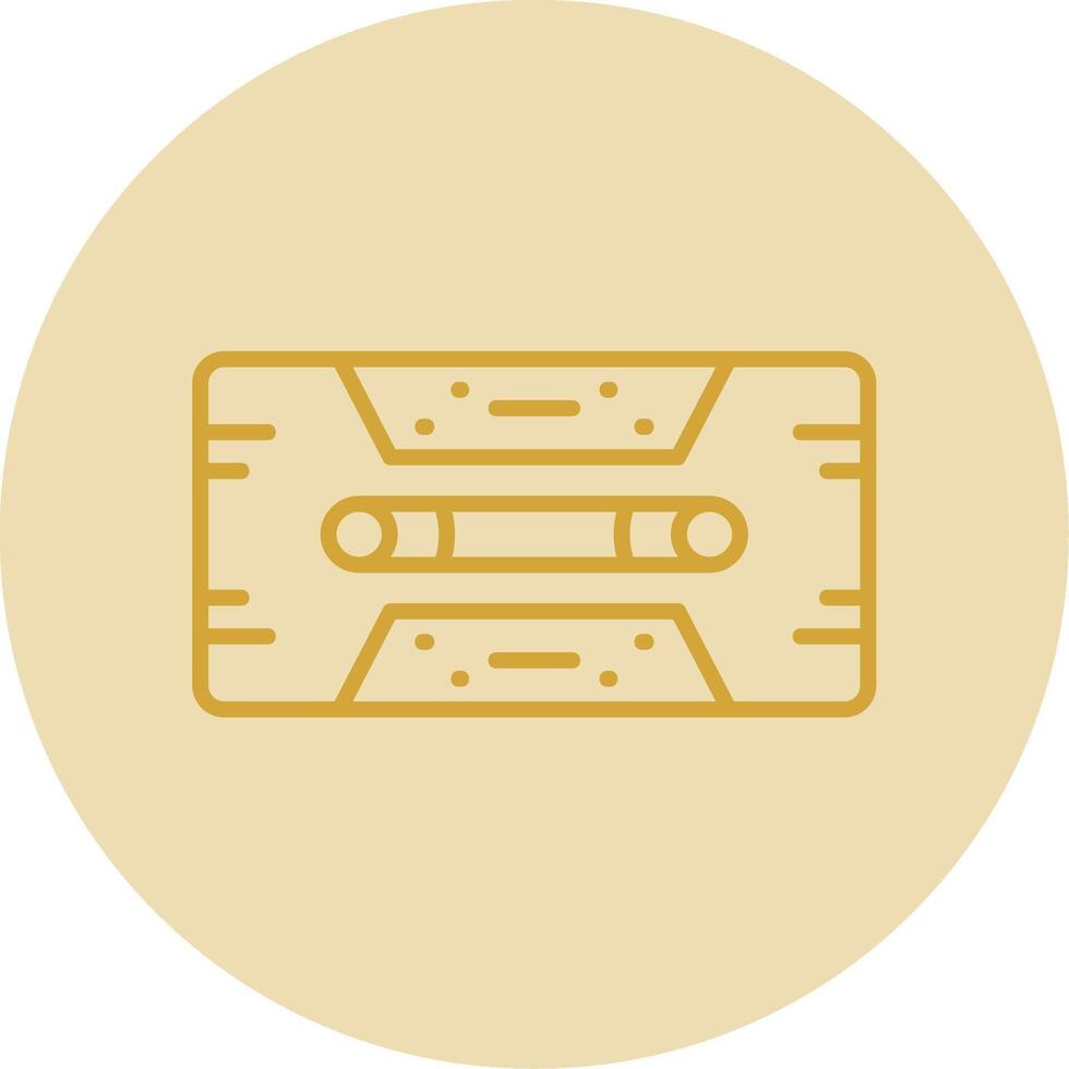 Cassette Tape Line Yellow Circle Icon vector
