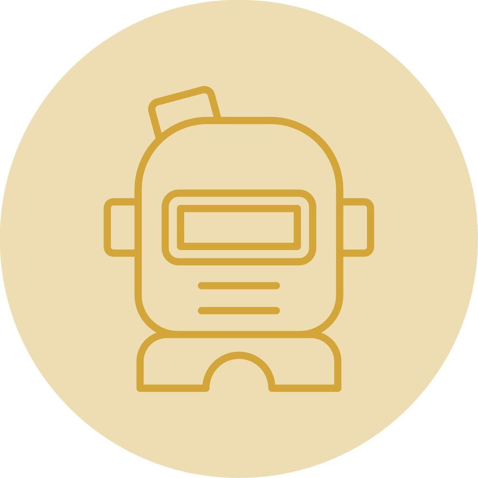 Astronaut Helmet Line Yellow Circle Icon vector