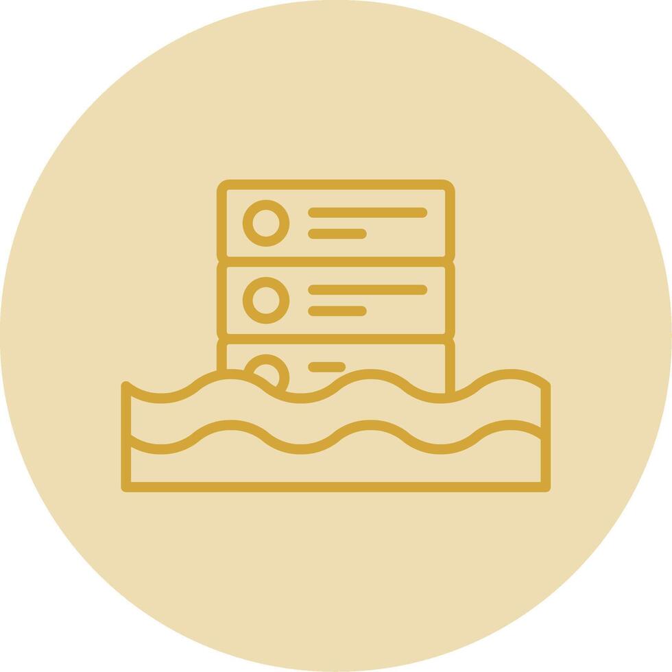 Data Lake Line Yellow Circle Icon vector