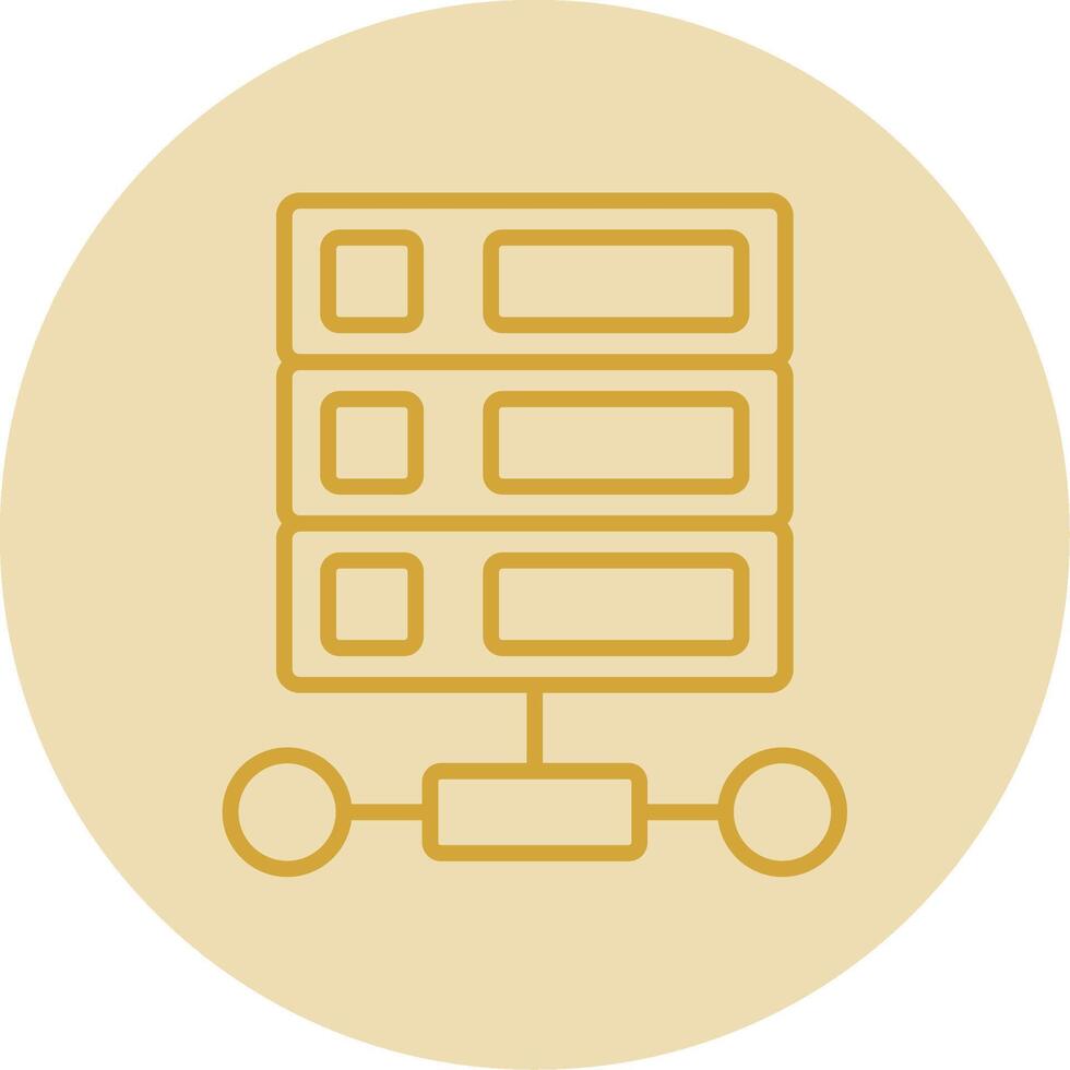 Database Line Yellow Circle Icon vector