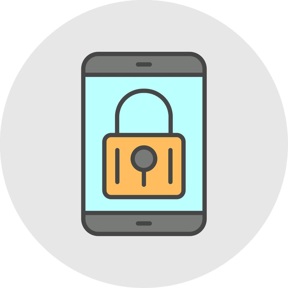 Mobile Security Line Filled Light Icon vector