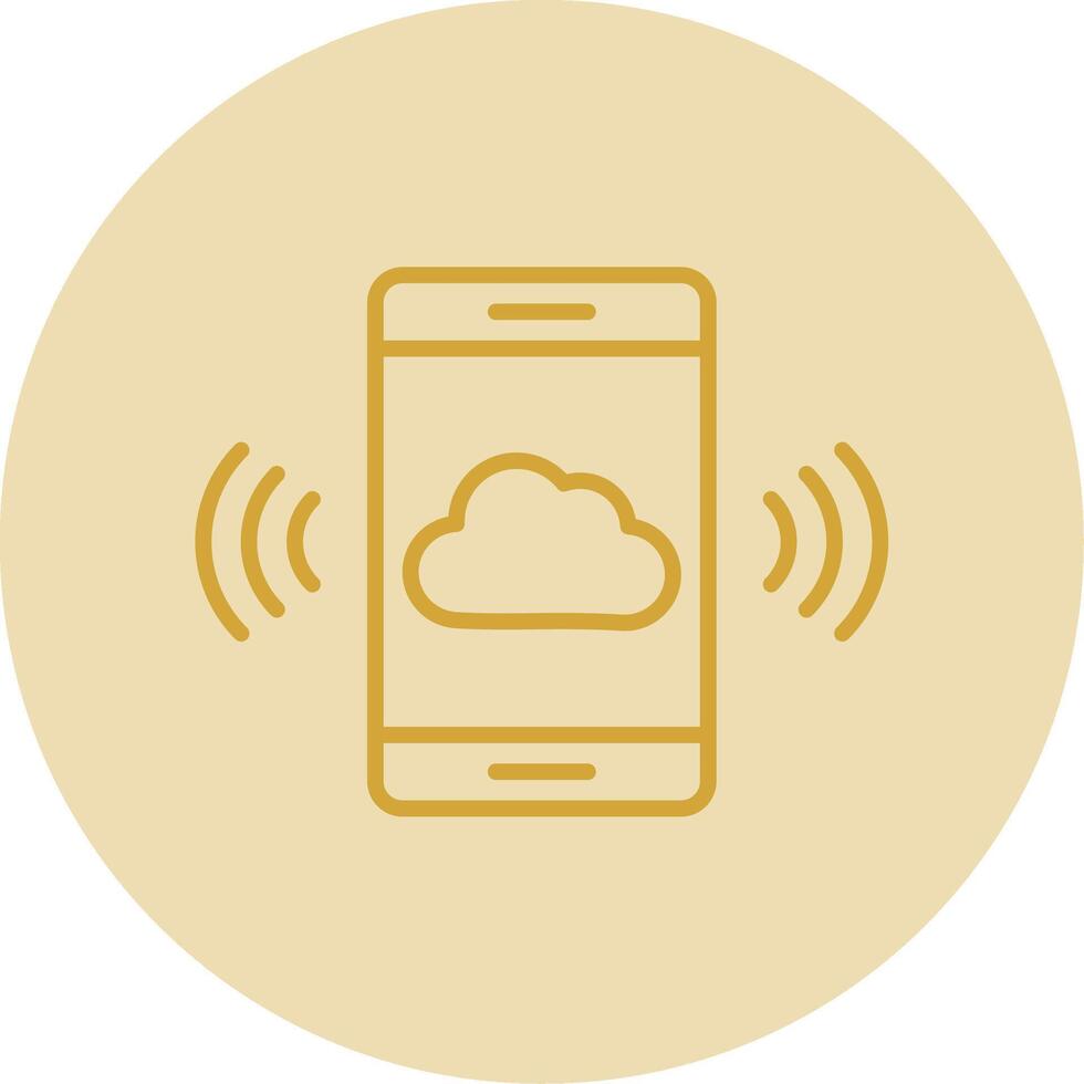 Mobile Cloud Line Yellow Circle Icon vector