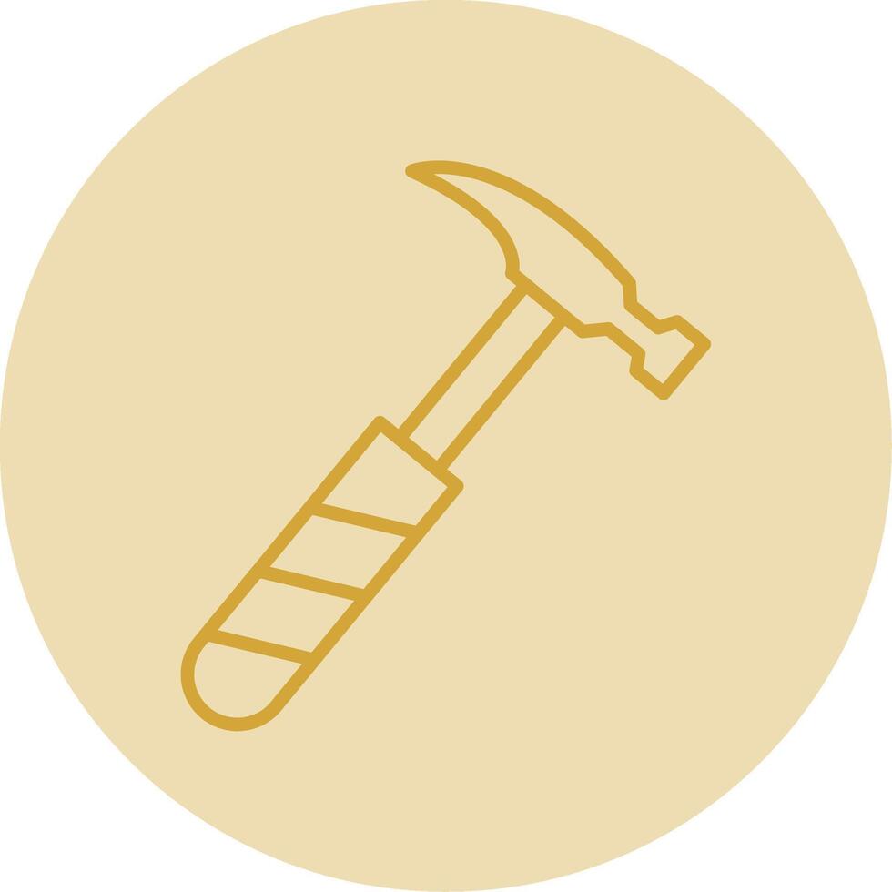 martillo línea amarillo circulo icono vector