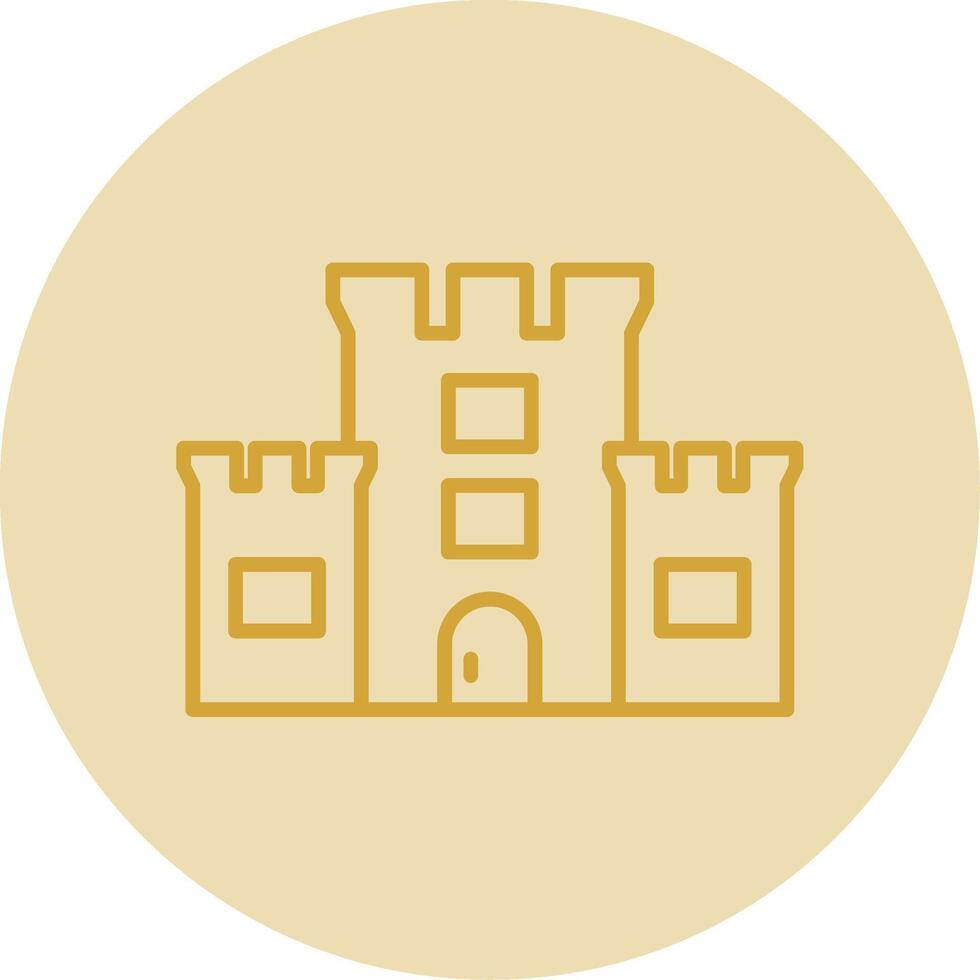 Castle Line Yellow Circle Icon vector