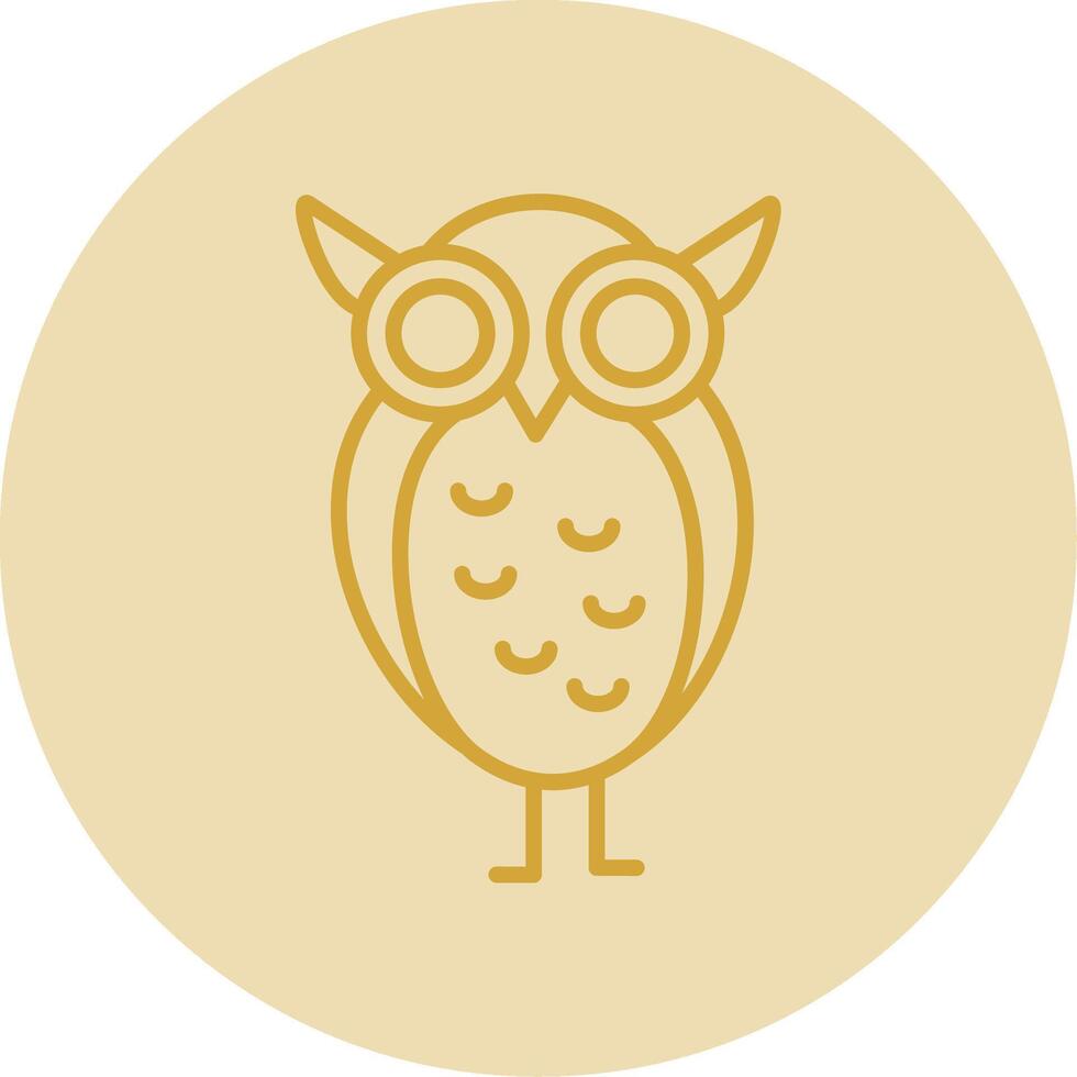 Owl Line Yellow Circle Icon vector