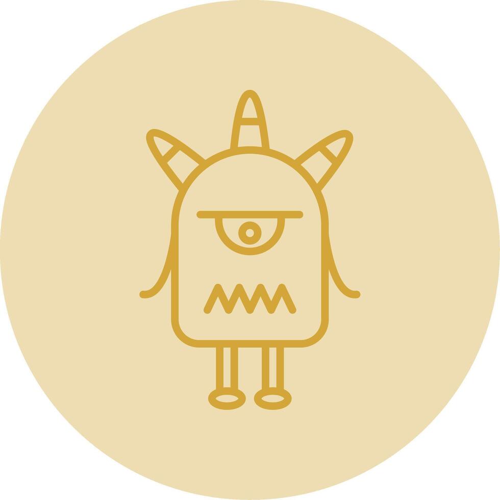 Monster Line Yellow Circle Icon vector