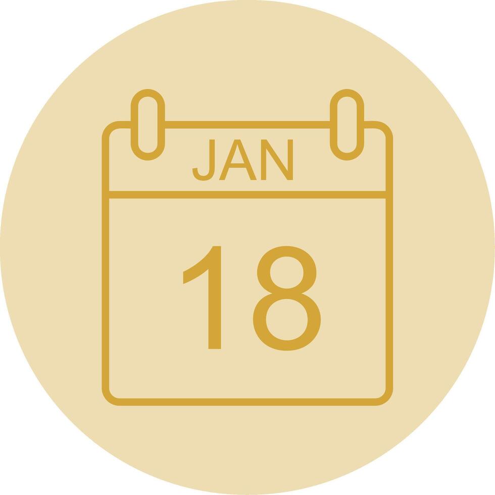 January Line Yellow Circle Icon vector