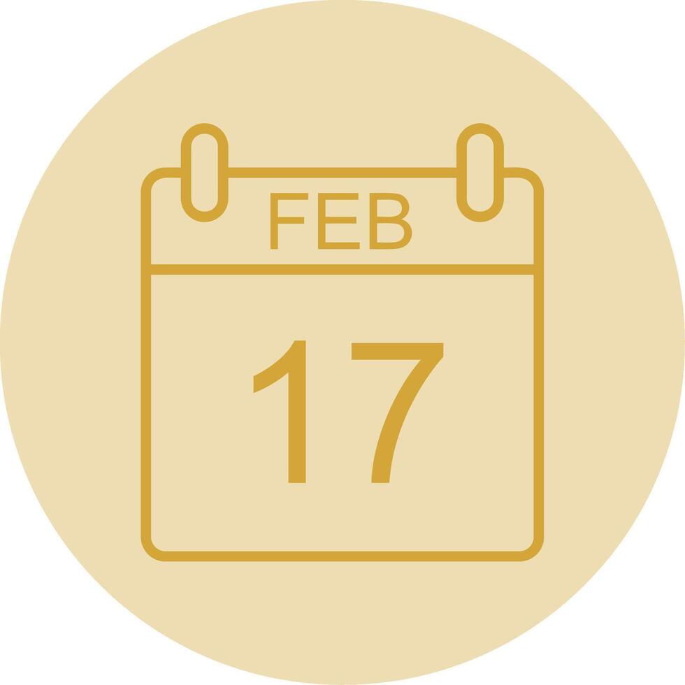 February Line Yellow Circle Icon vector