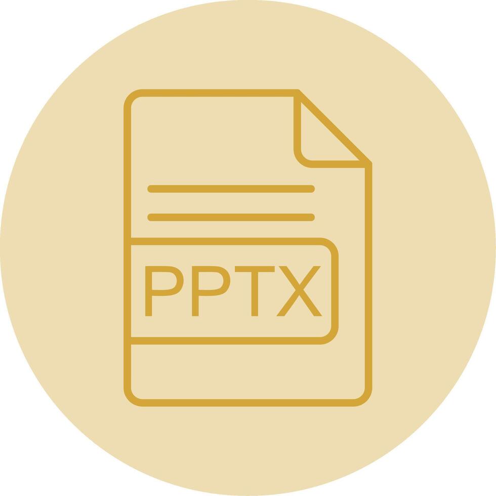 PPTX File Format Line Yellow Circle Icon vector