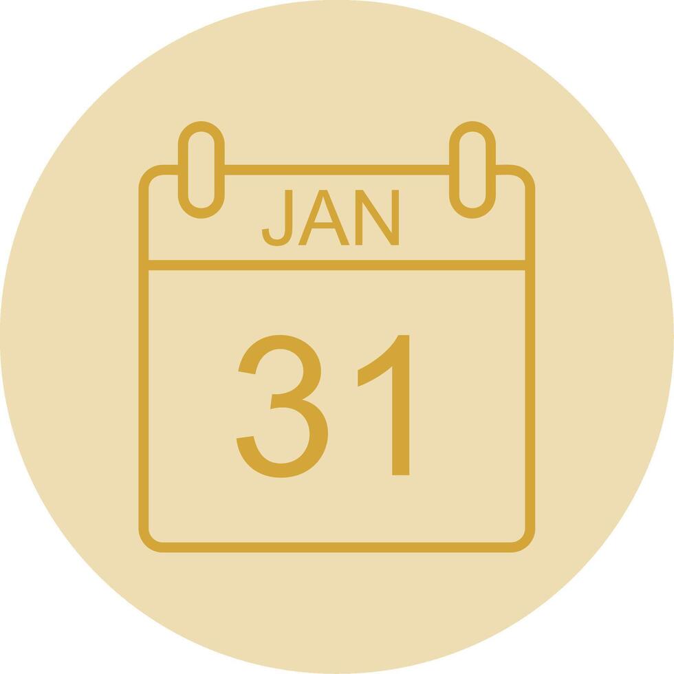 January Line Yellow Circle Icon vector