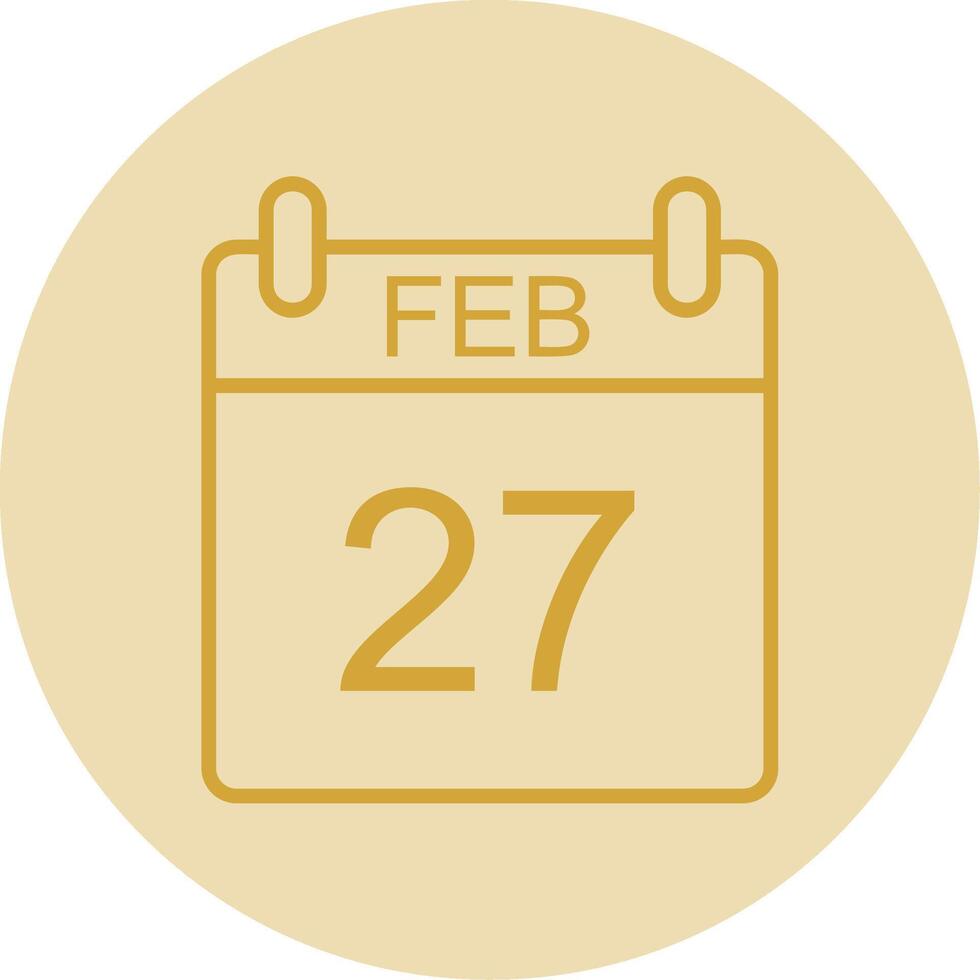 febrero línea amarillo circulo icono vector
