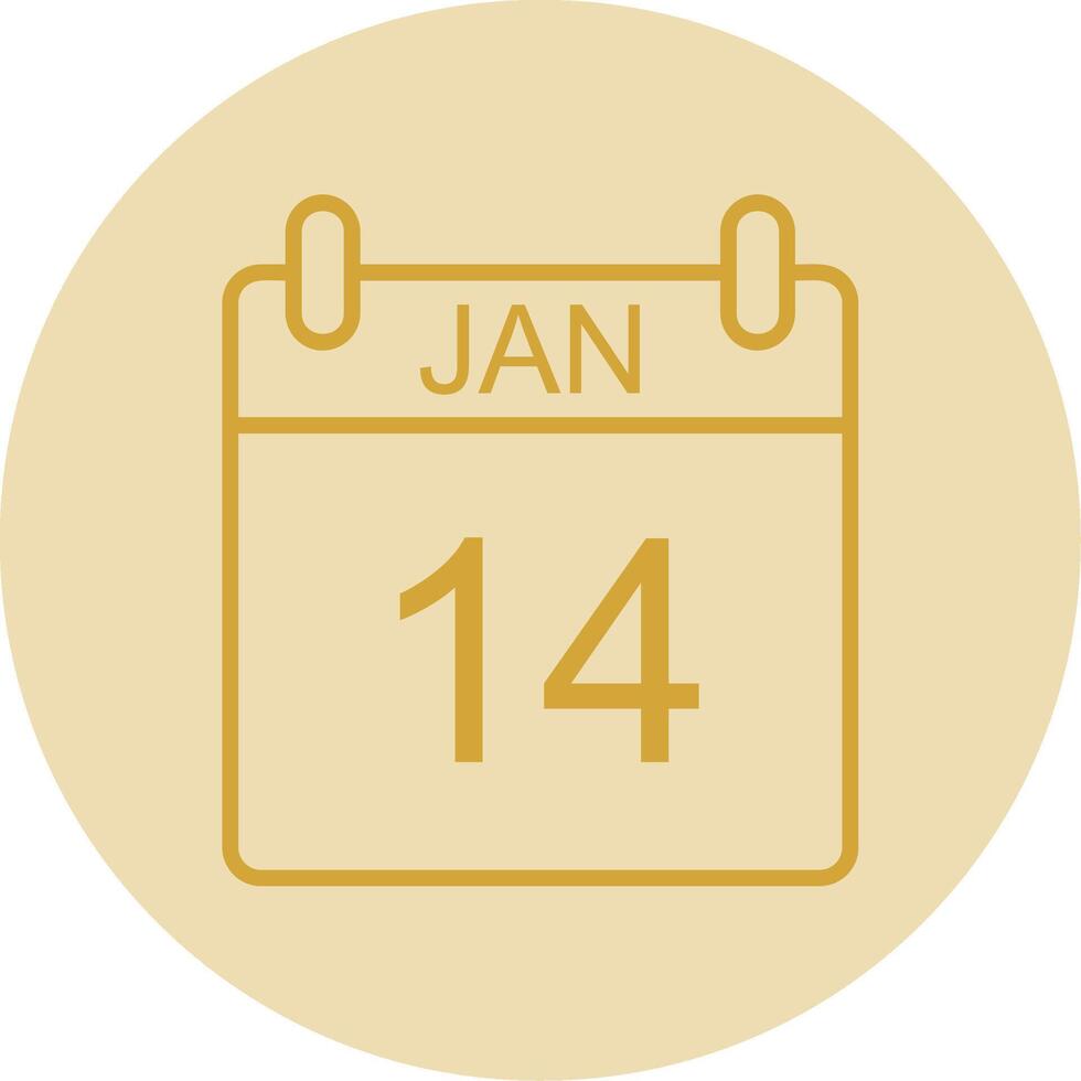 January Line Yellow Circle Icon vector