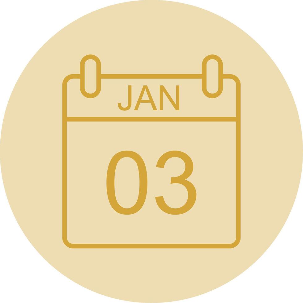 January Line Yellow Circle Icon vector