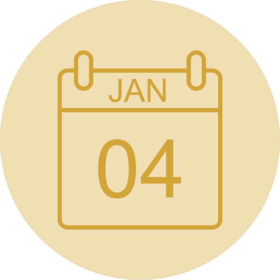 January Line Yellow Circle Icon vector