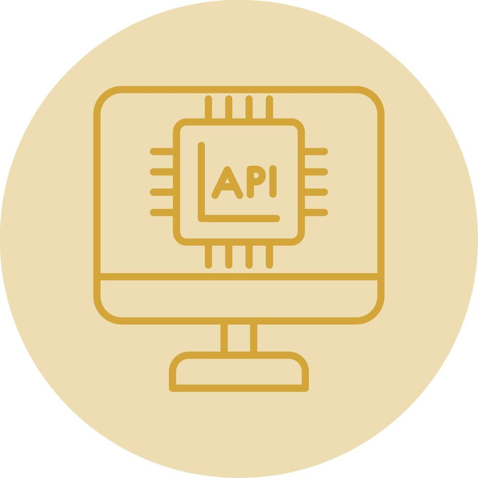 Api Interface Line Yellow Circle Icon vector