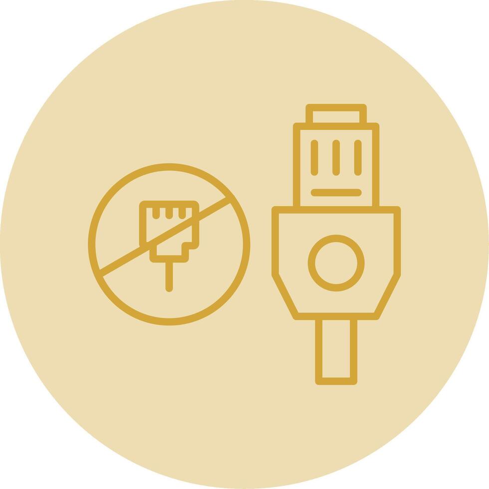 Lan Unplugged Line Yellow Circle Icon vector