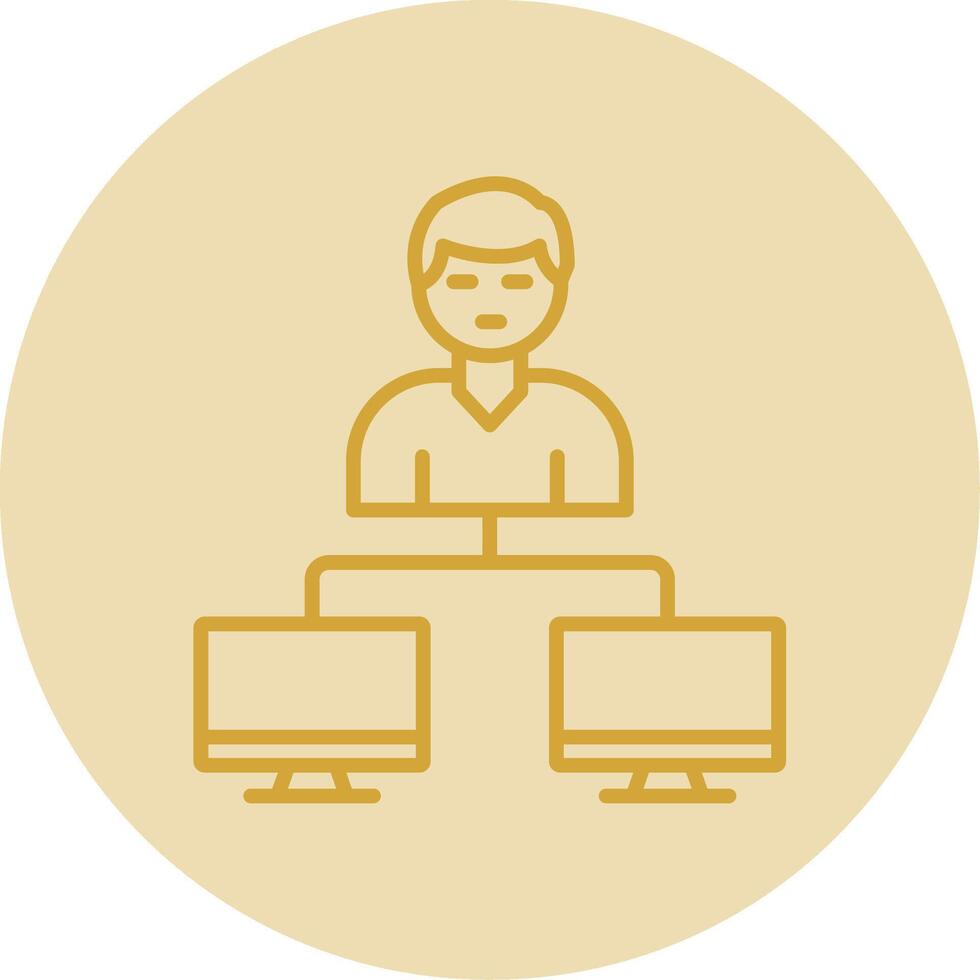 Server Client Line Yellow Circle Icon vector