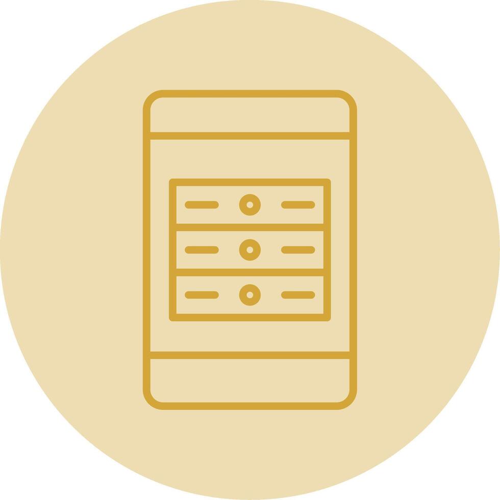 Mobile App Server Line Yellow Circle Icon vector