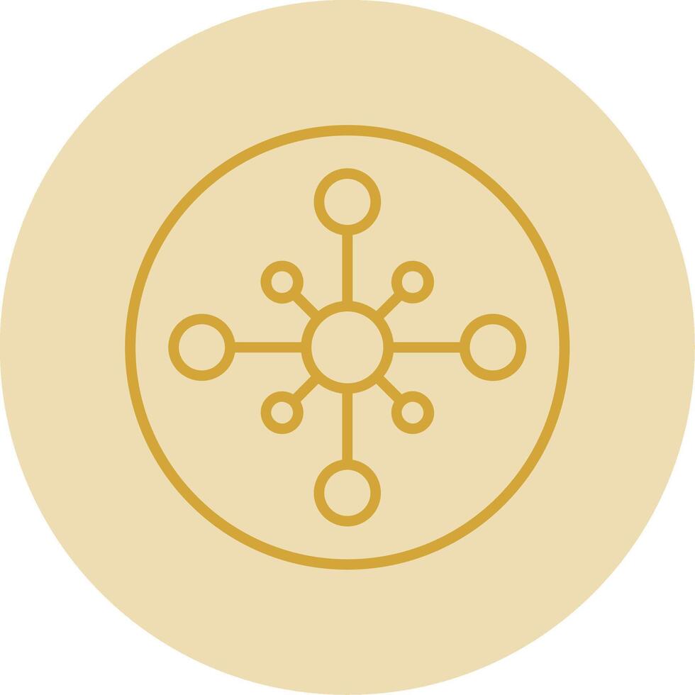 Network Hub Line Yellow Circle Icon vector