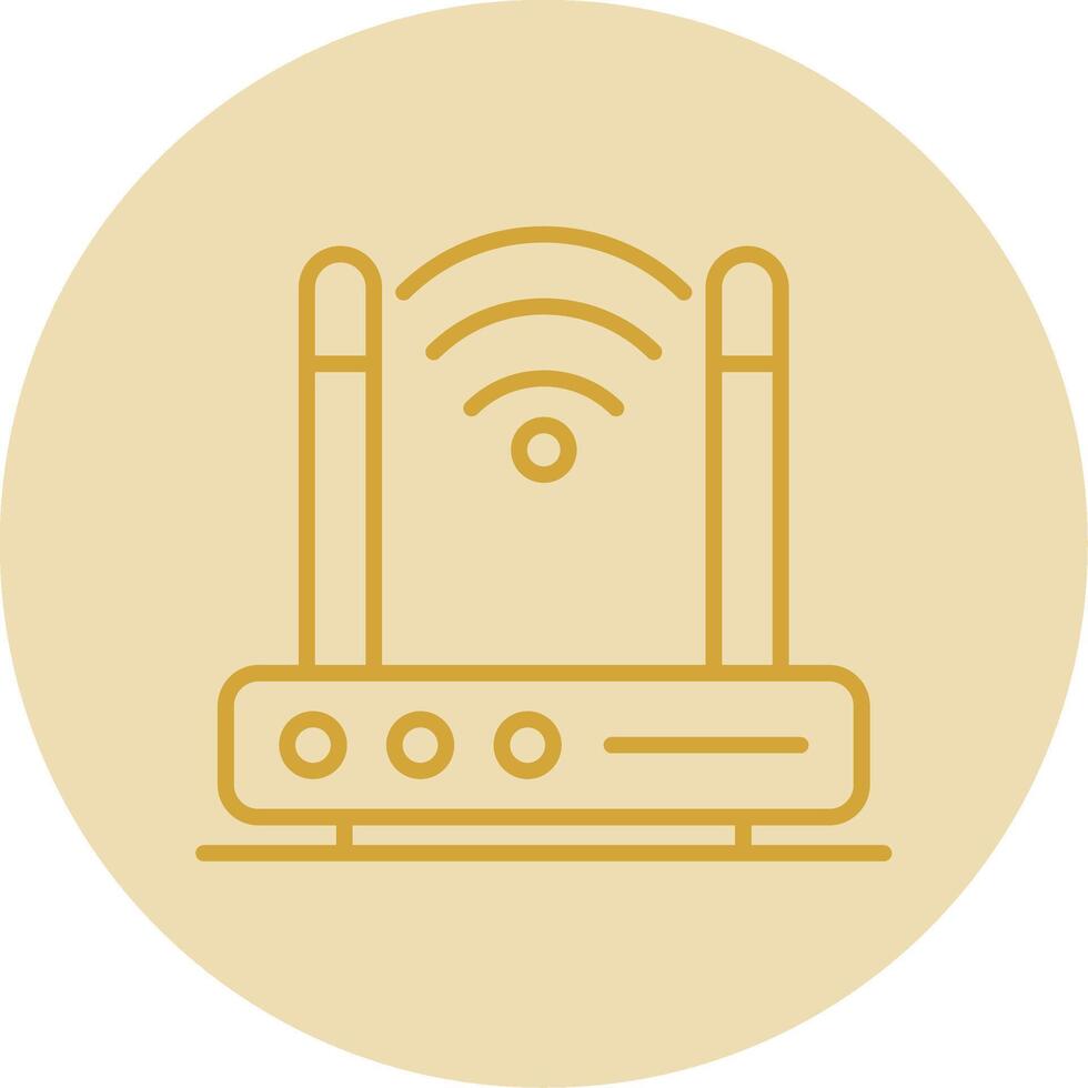 Wireless Modem Line Yellow Circle Icon vector