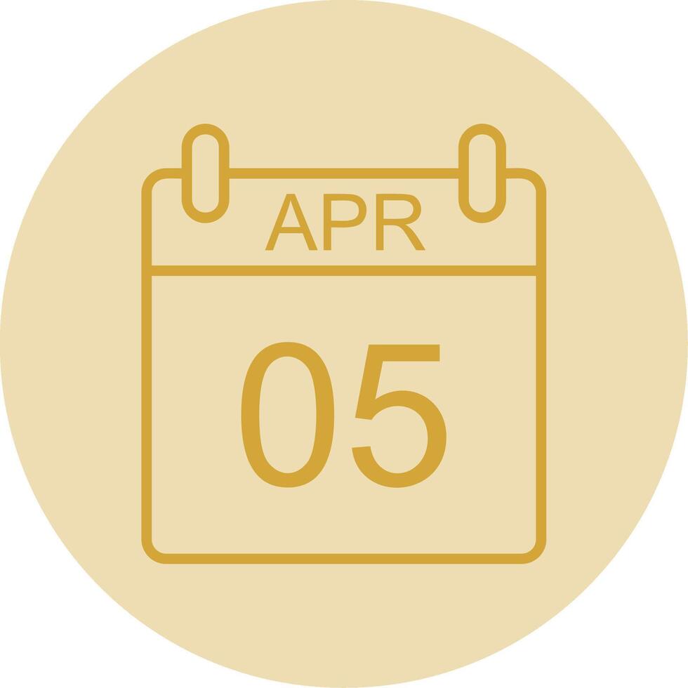 April Line Yellow Circle Icon vector