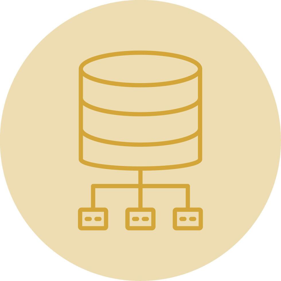 Database Architecture Line Yellow Circle Icon vector
